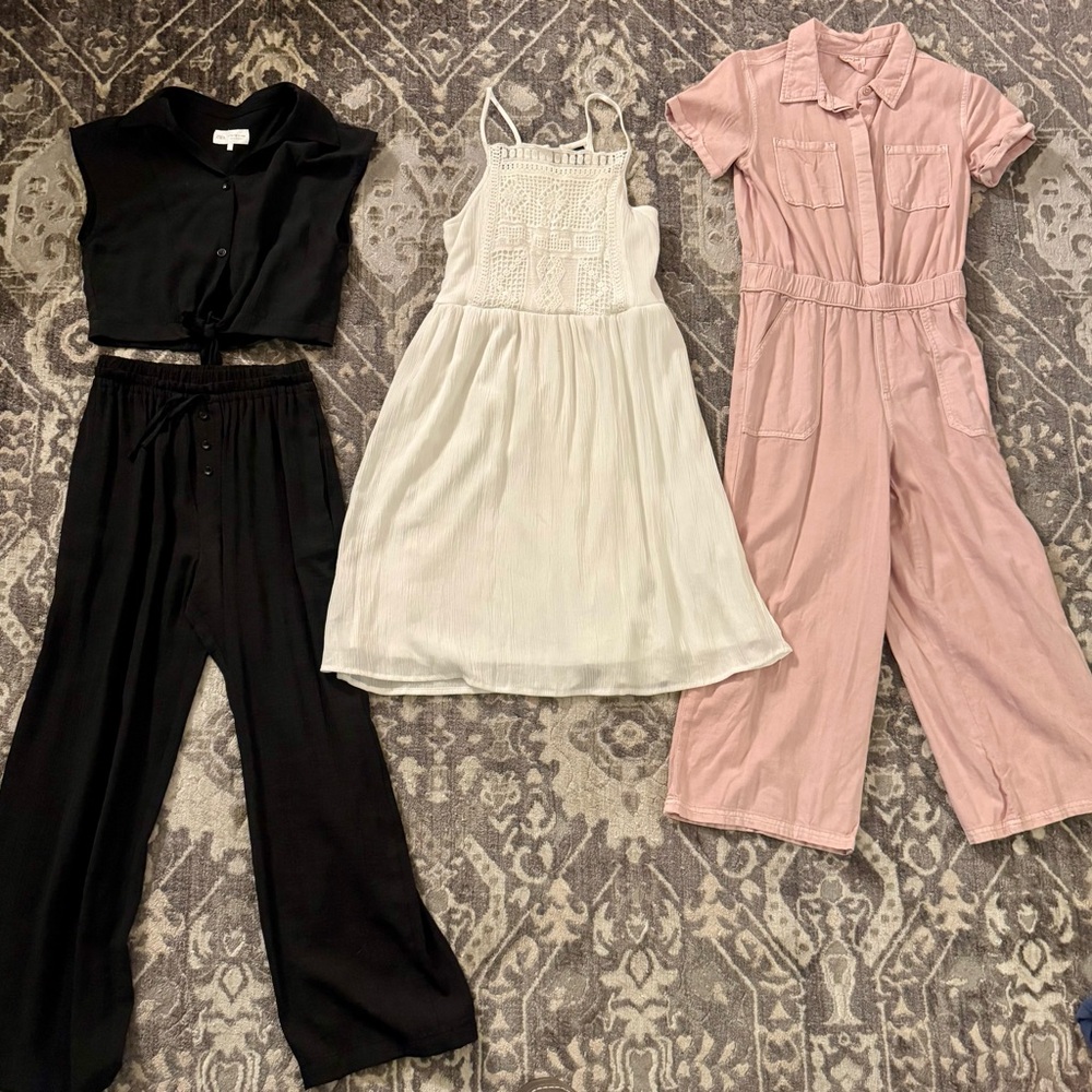 Girls summer lot  2 piece set crochet dress pink romper Zara Cat Jack